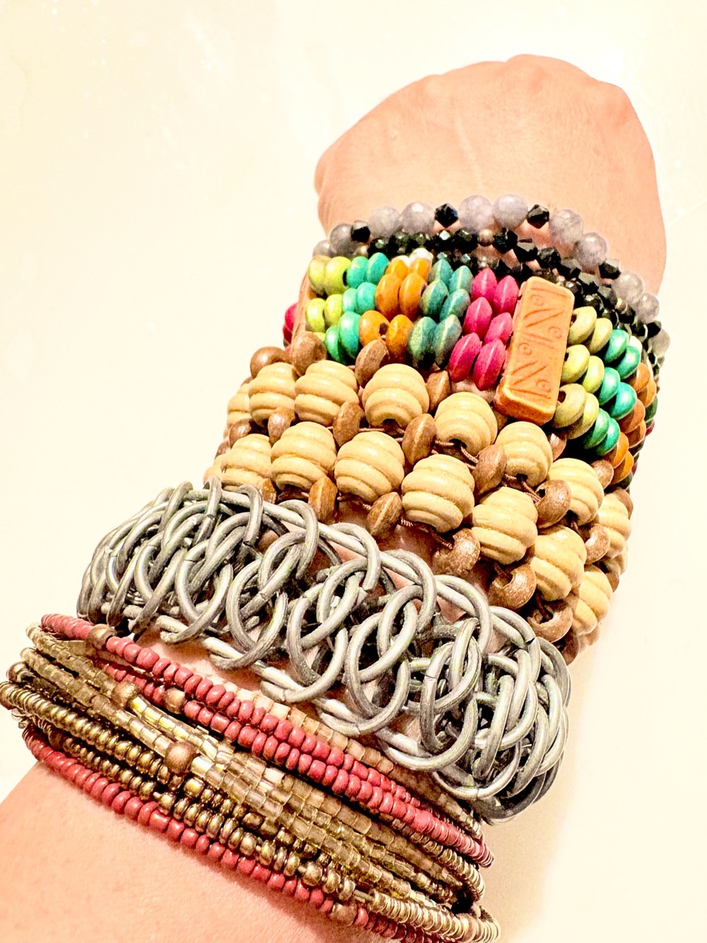 Multicolor Beaded Stackable Women's Bracelet Set of 5